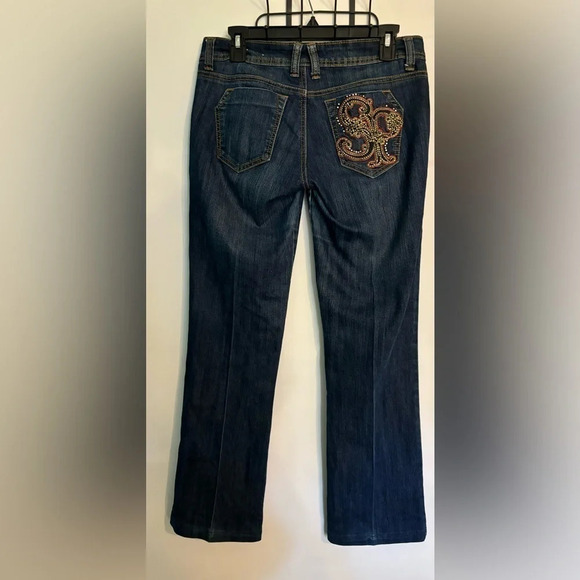South Pole Jeans Womens Leg Rhinestone Embellished Pocket 8” Rise 30” Inseam Y2K - Picture 2 of 10